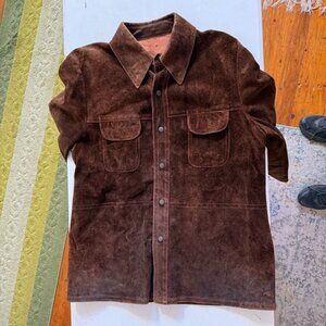 Vintage Mens Brown Suede Leather Jacket Size L-XL